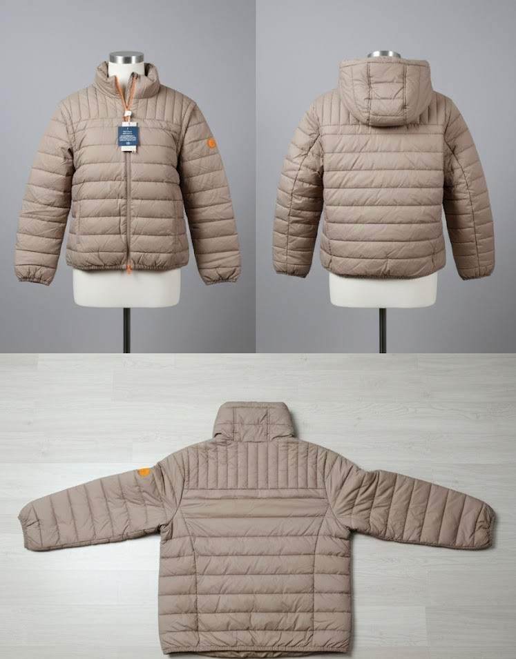 Strandfein Menswear Steppjacke Dunkelbeige mit abnehmbarer Mütze Herren Gr. 56